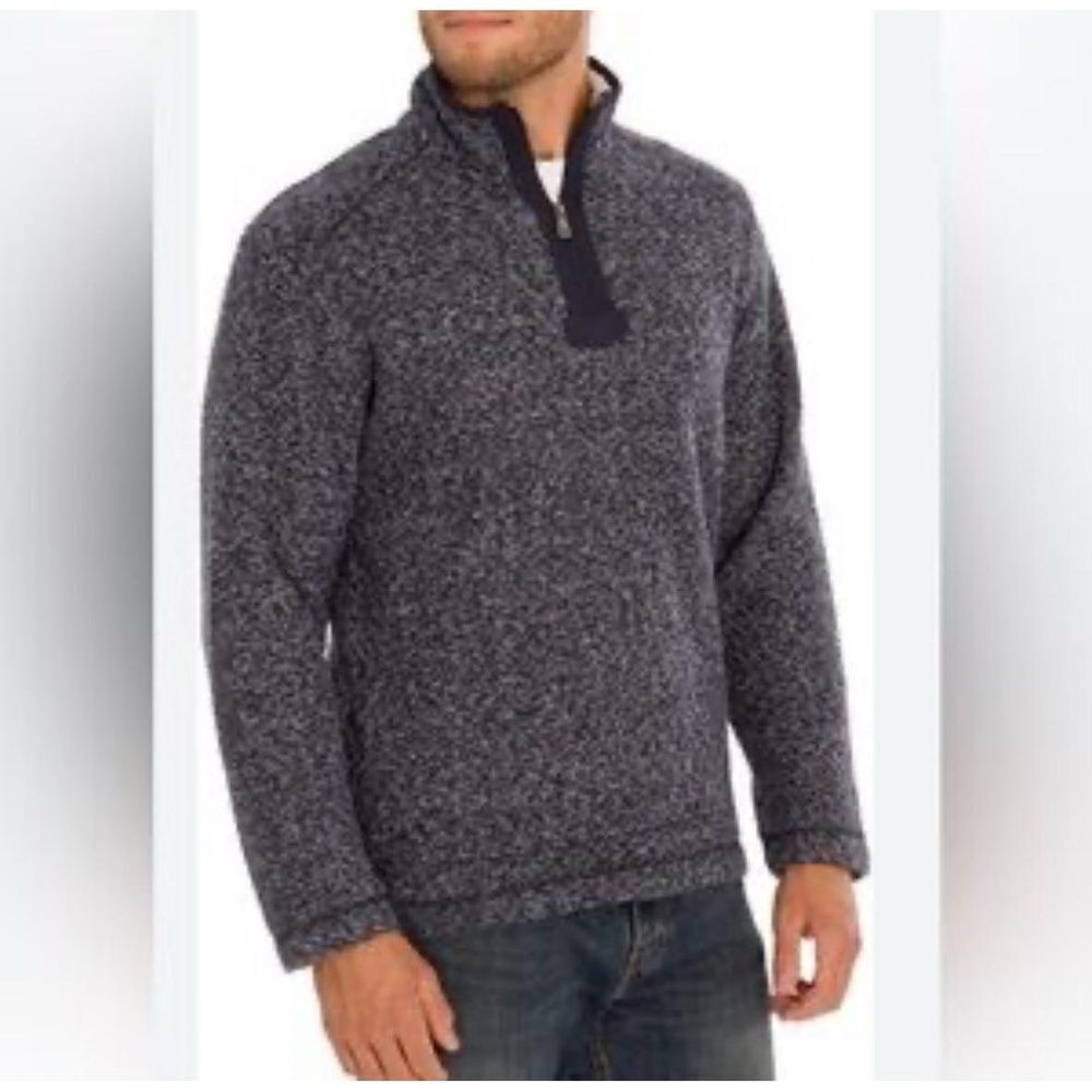 Orvis Brighton Navy Men's Sherpa Lined 1/4 Zip Pullover Cozy Fall Camping